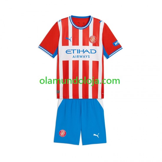 Camisola Girona Criança Equipamento Primeiro 2026-2027 Manga Curta